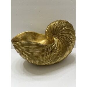 Gold Resin Nautilus Shell Decorative Sculpture/Planter Centerpiece 9x14x7" Large
